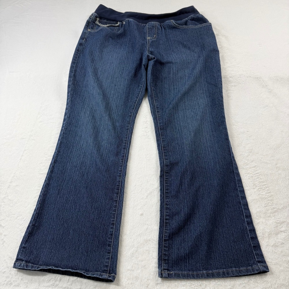Apollo Jeans Maternity Bootcut Jeans‎ Large Dark Wash Blue Excellent Embroidered